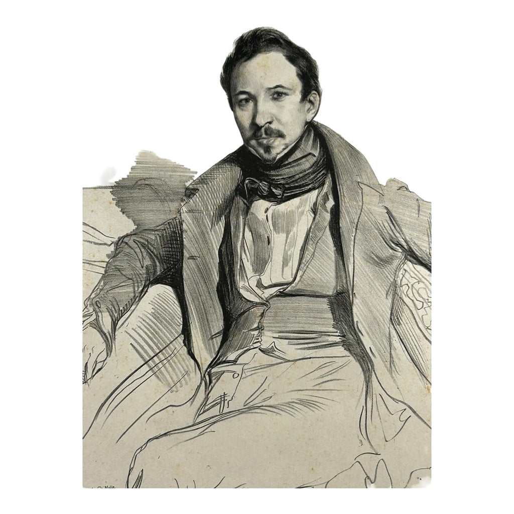 Antique 1829 Lithograph Portrait of Camille Roqueplan by Achille Deveria