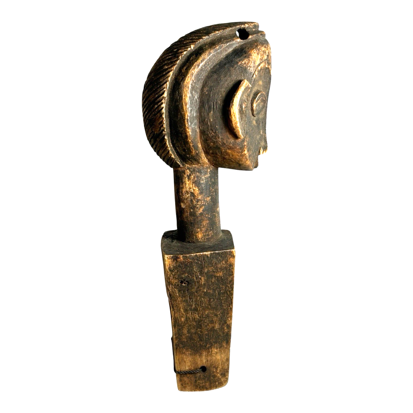 Antique African Baule Hand-Carved Wooden Heddle Pulley - Collectible Tribal Art