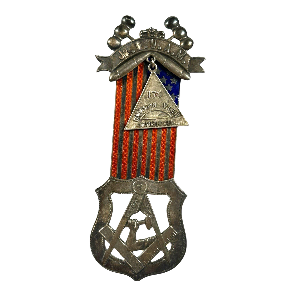 Antique Masonic Jr. Order United American Mechanics Sterling Silver Badge Medal