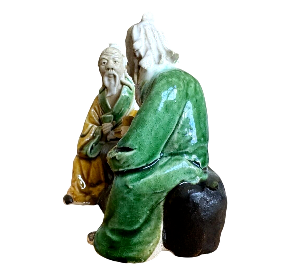 Antique Chinese Export Shekwan Glazed Ceramic Pottery Mudman Figurine