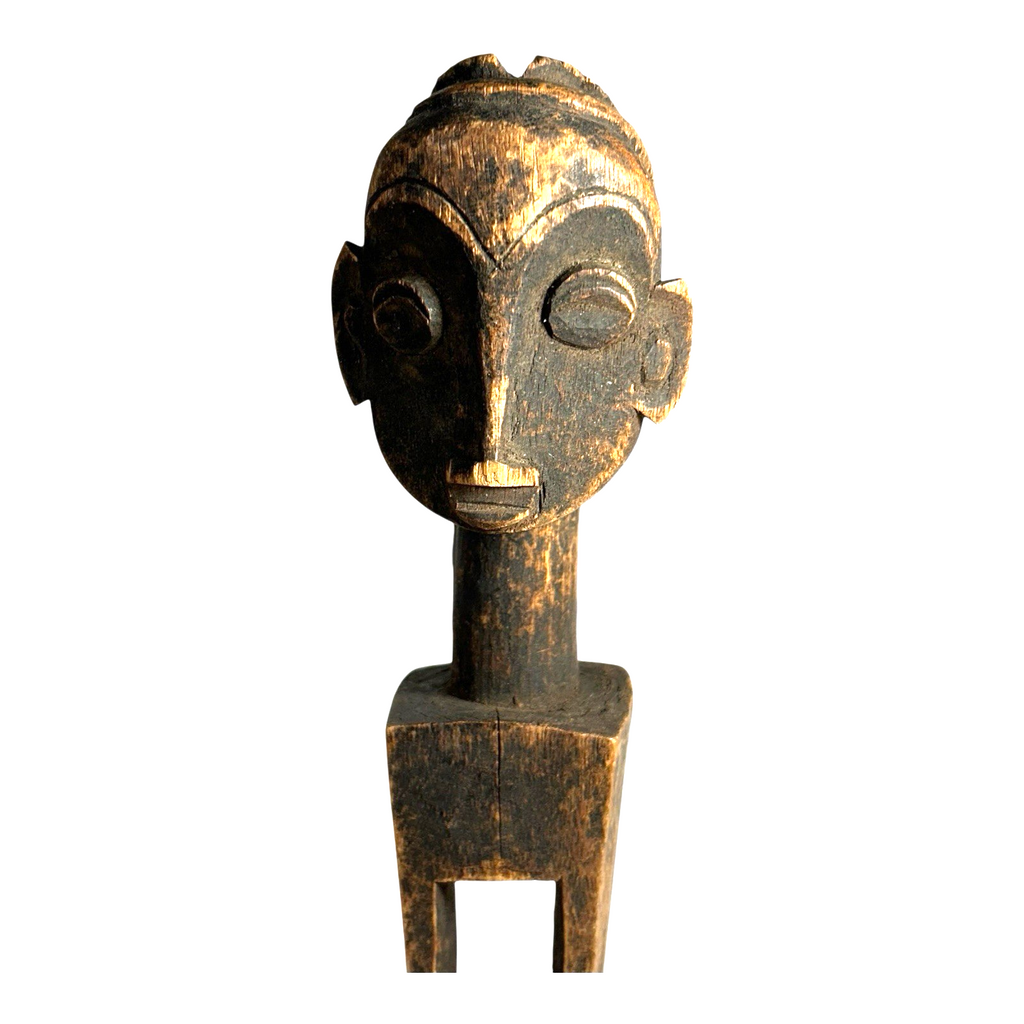 Antique African Baule Hand-Carved Wooden Heddle Pulley - Collectible Tribal Art