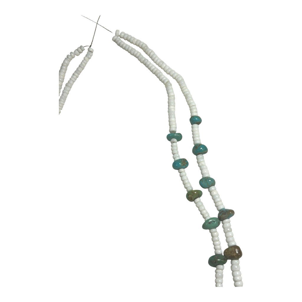 Vintage Native American Double Strand Turquoise Heishi Beaded Necklace
