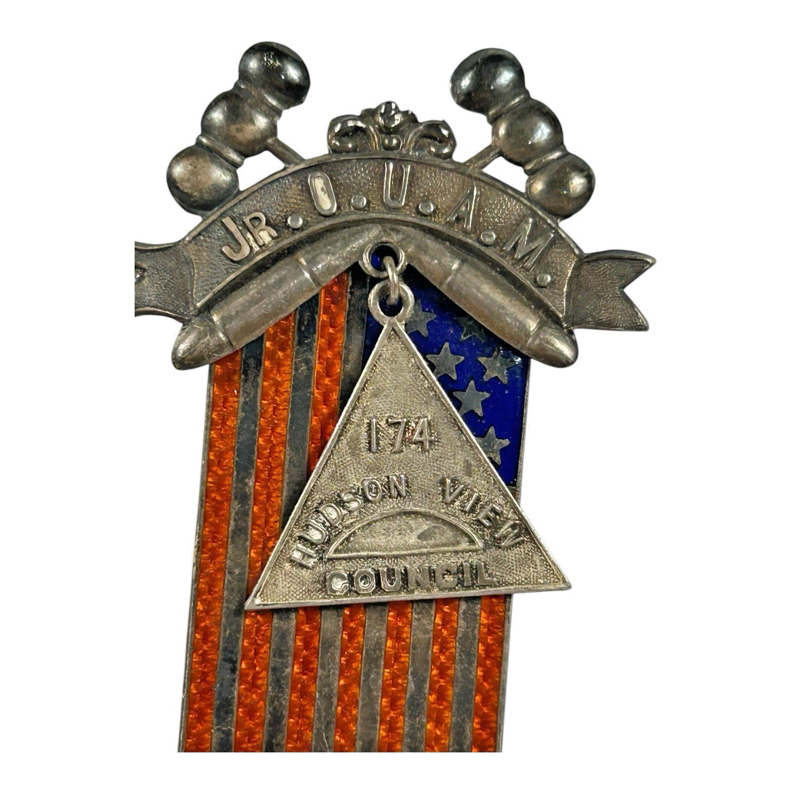 Antique Masonic Jr. Order United American Mechanics Sterling Silver Badge Medal