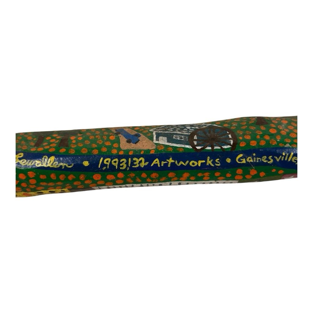 Vintage Hand Carved and Painted Folk Art Walking Stick by Chris Lewallen