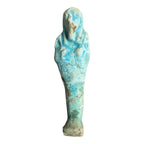 Ancient Egyptian Hand-Carved Faience Glazed Stone Ushabti Figure