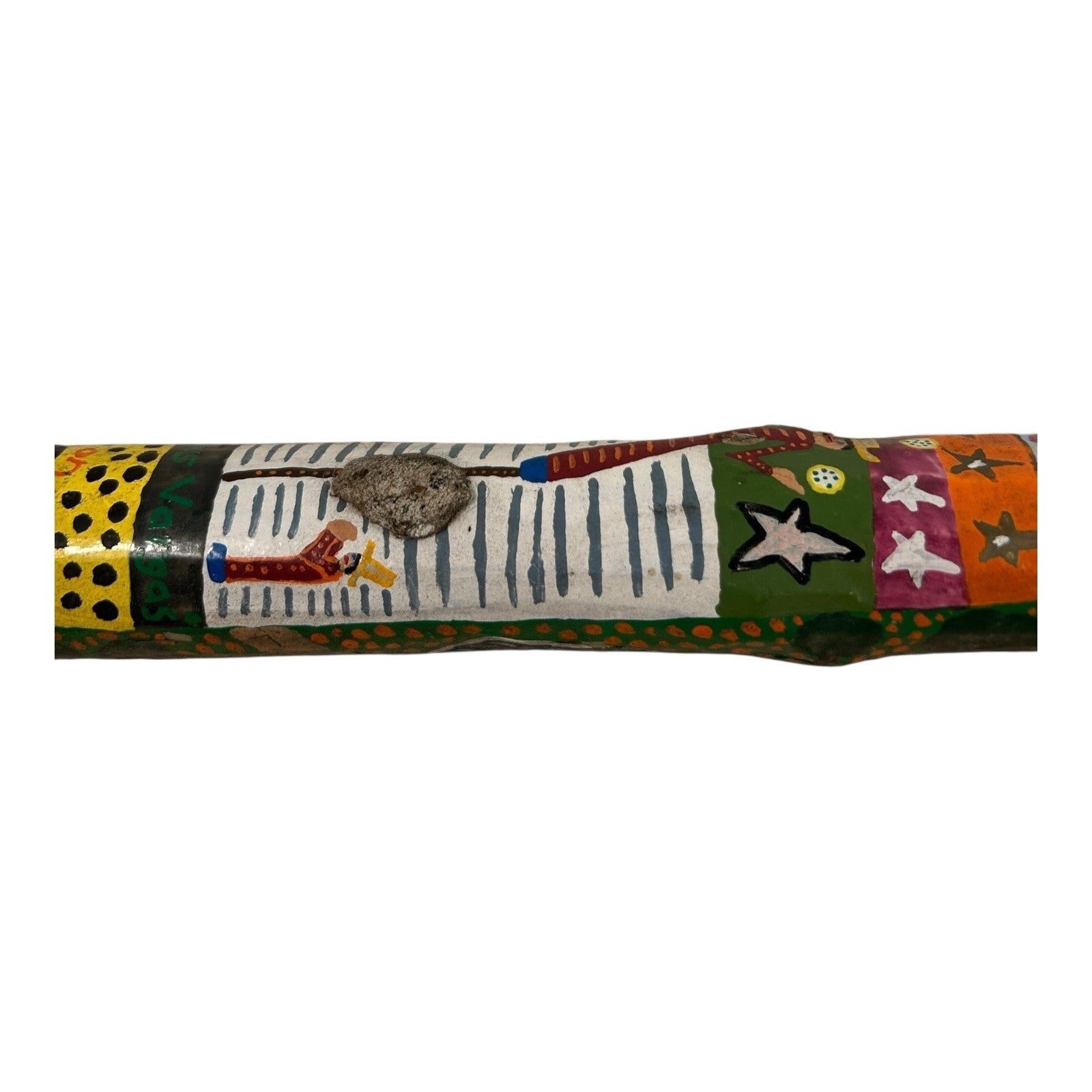 Vintage Hand Carved and Painted Folk Art Walking Stick by Chris Lewallen