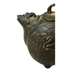 Antique Japanese Bronze Suiteki Caligraphy Water Dropper with Dragon Motif