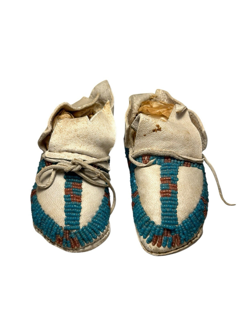 Anitque Native American Nothern Plains Sioux Baby or Child Beaded Moccasins