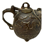 Antique Japanese Bronze Suiteki Caligraphy Water Dropper with Dragon Motif