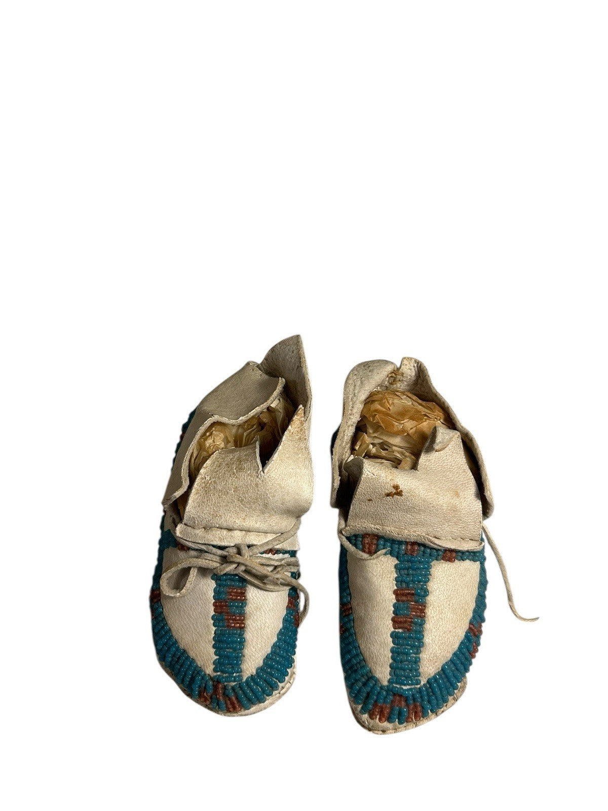 Anitque Native American Nothern Plains Sioux Baby or Child Beaded Moccasins