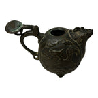 Antique Japanese Bronze Suiteki Caligraphy Water Dropper with Dragon Motif