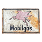 Antique Original Mobilgas Pegasus Gasoline Advertising Trade Sign