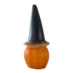 Vintage Halloween Jack O' Lantern Polychrome Pumpkin Witch Hat Candle