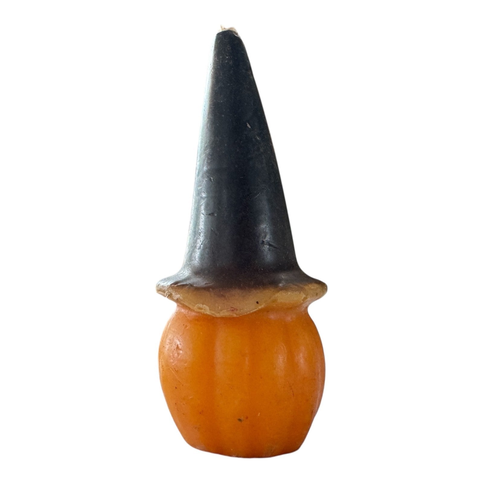 Vintage Halloween Jack O' Lantern Polychrome Pumpkin Witch Hat Candle