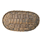 Antique Victorian Primitive Woven Basket Hinged Sewing Box - Lithograph Interior
