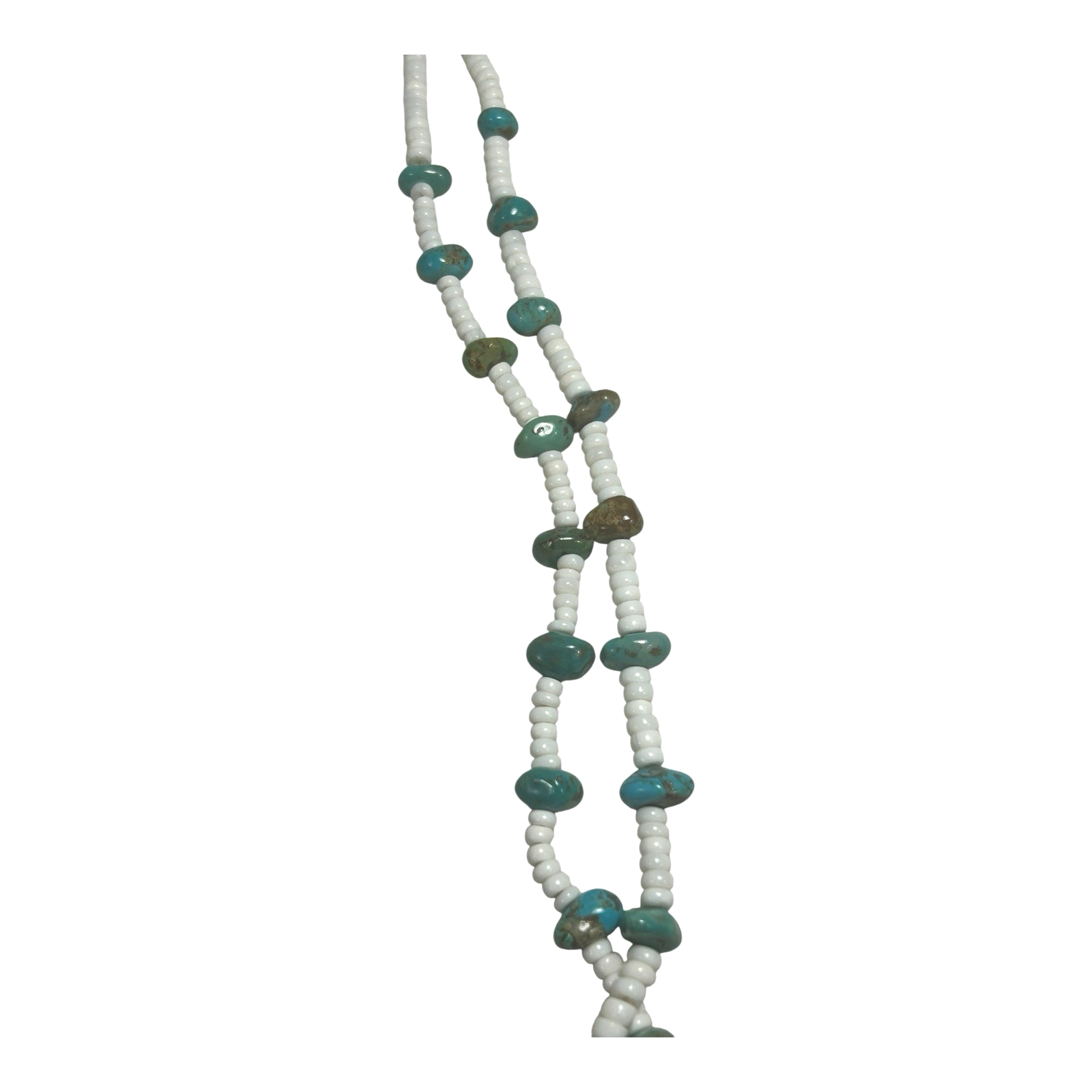 Vintage Native American Double Strand Turquoise Heishi Beaded Necklace