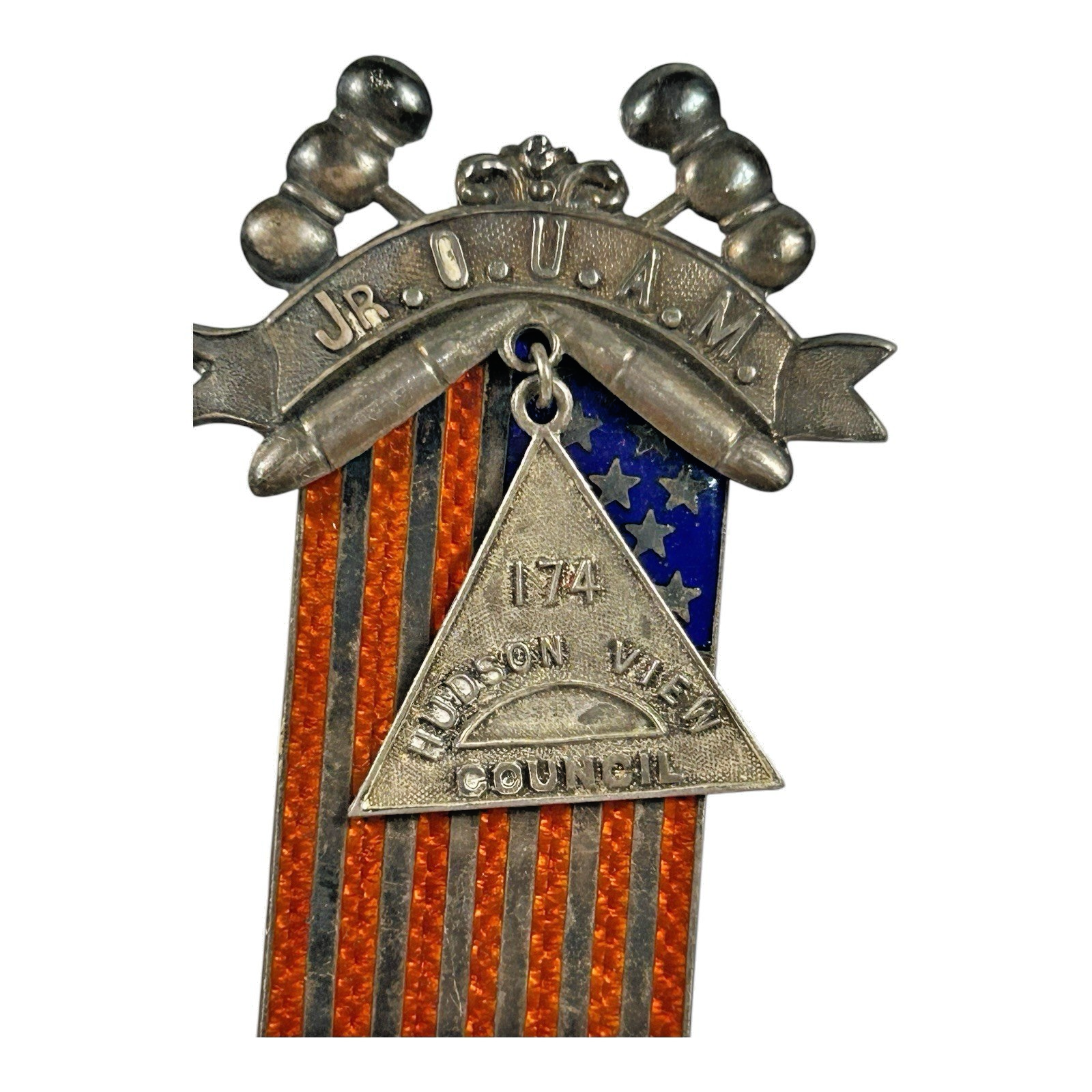 Antique Masonic Jr. Order United American Mechanics Sterling Silver Badge Medal