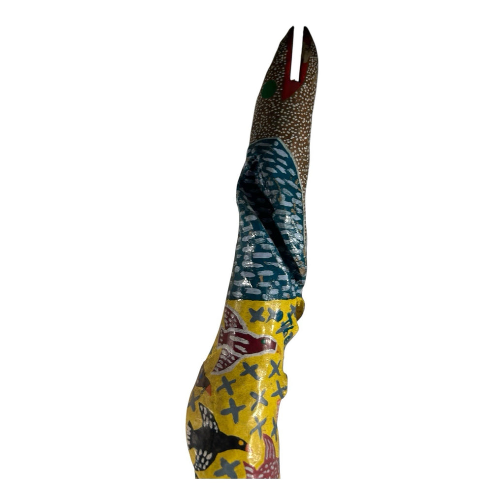 Vintage Hand Carved and Painted Folk Art Walking Stick by Chris Lewallen