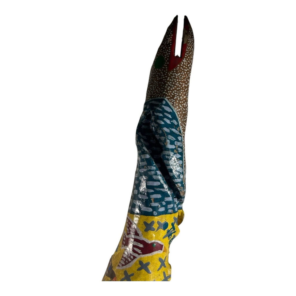 Vintage Hand Carved and Painted Folk Art Walking Stick by Chris Lewallen