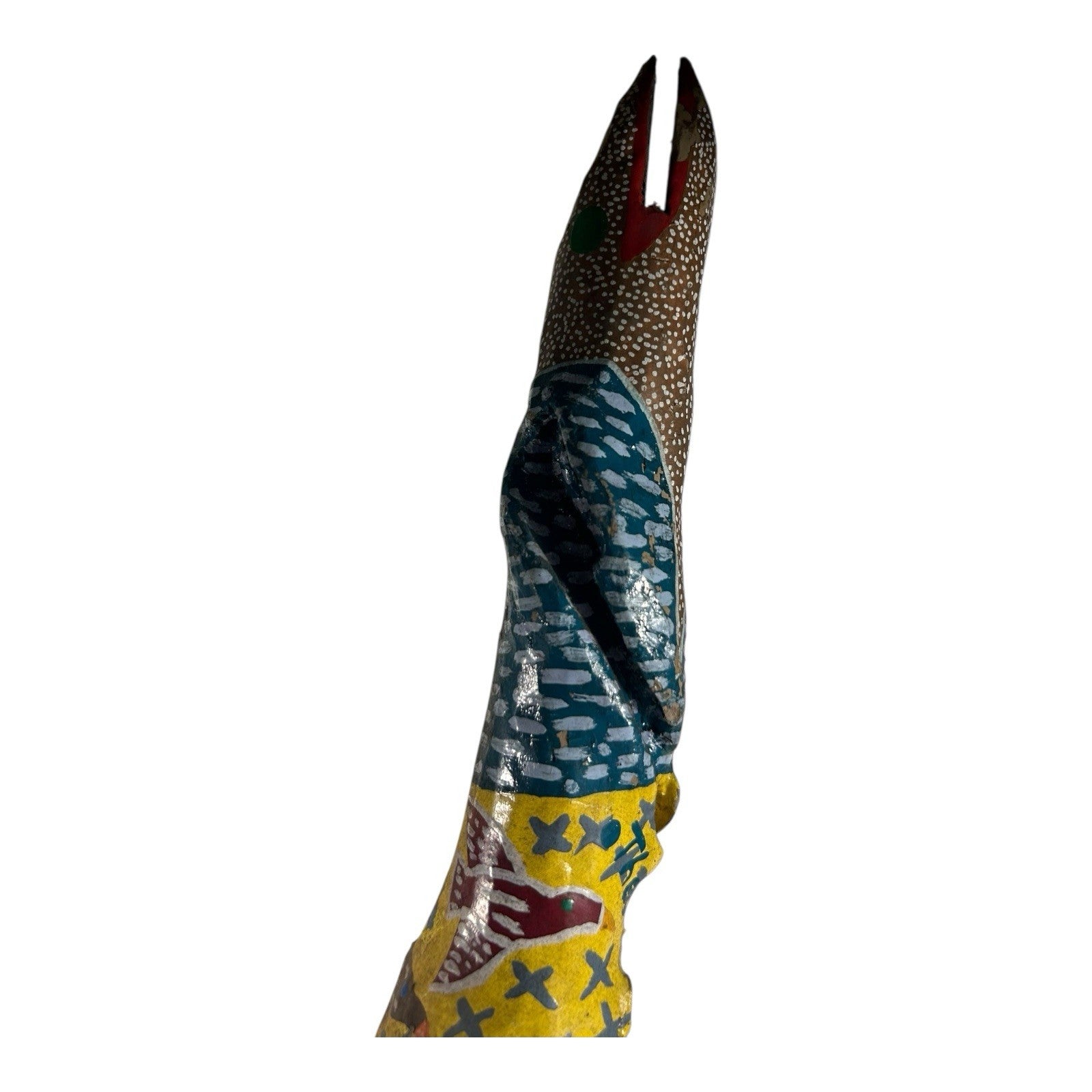 Vintage Hand Carved and Painted Folk Art Walking Stick by Chris Lewallen