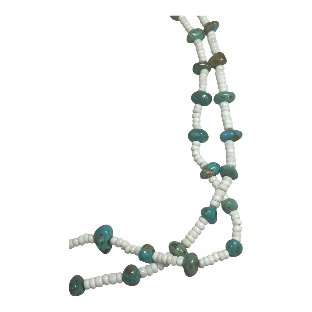 Vintage Native American Double Strand Turquoise Heishi Beaded Necklace