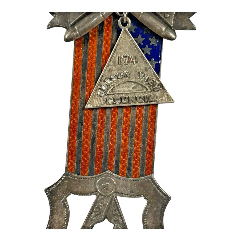 Antique Masonic Jr. Order United American Mechanics Sterling Silver Badge Medal