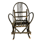 Antique Rustic Adirondack Twig Miniature Folk Art Rocking Chair