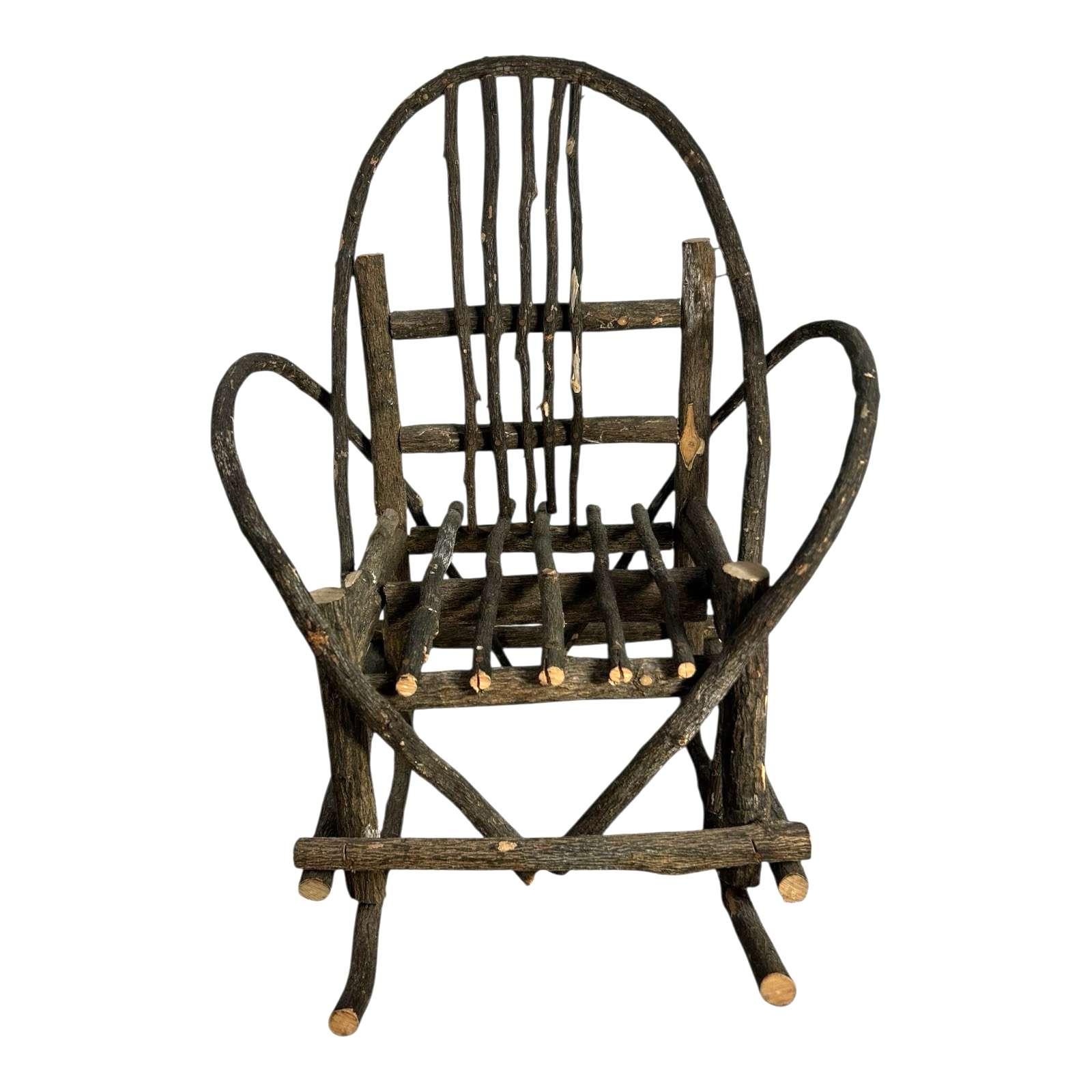 Antique Rustic Adirondack Twig Miniature Folk Art Rocking Chair