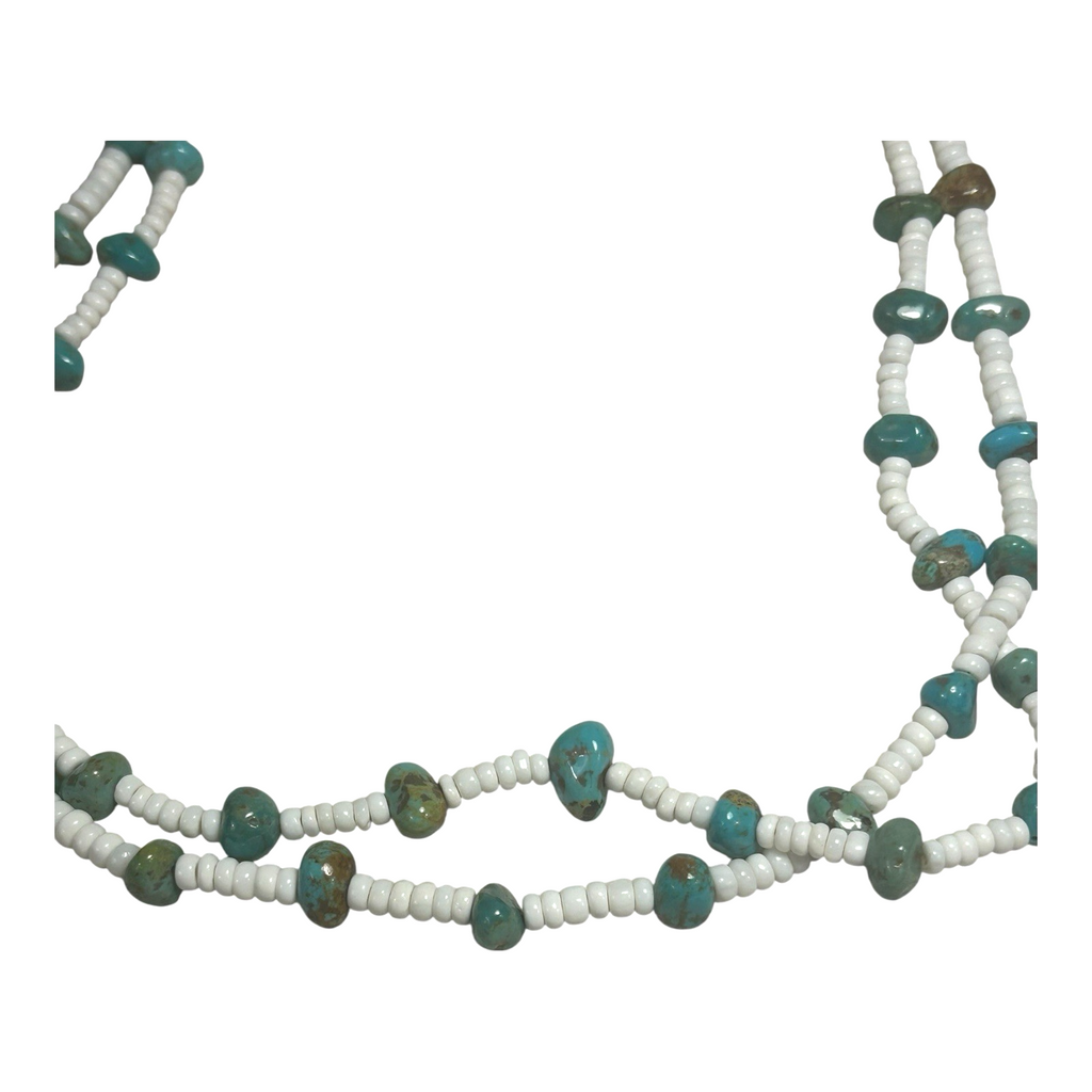 Vintage Native American Double Strand Turquoise Heishi Beaded Necklace