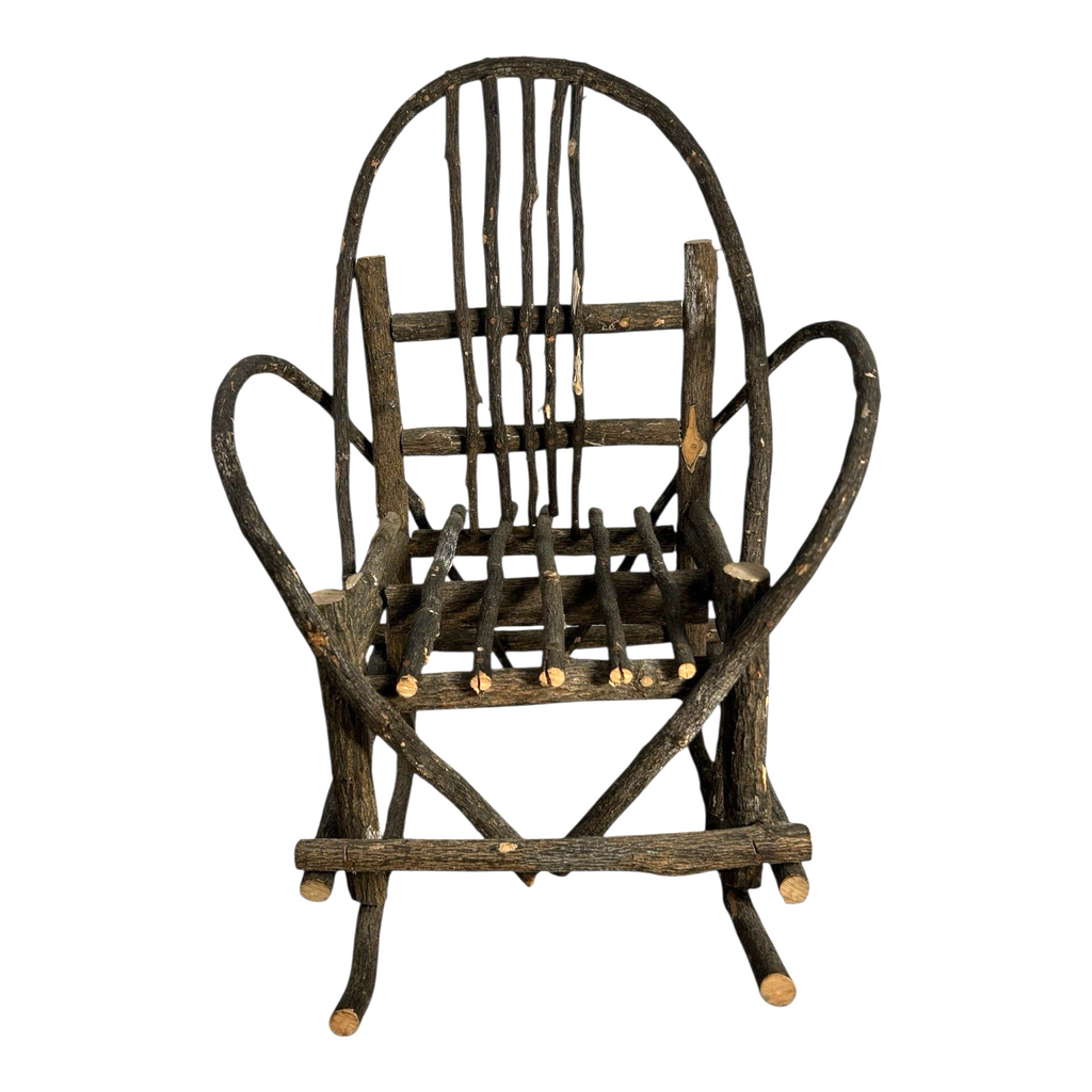 Antique Rustic Adirondack Twig Miniature Folk Art Rocking Chair