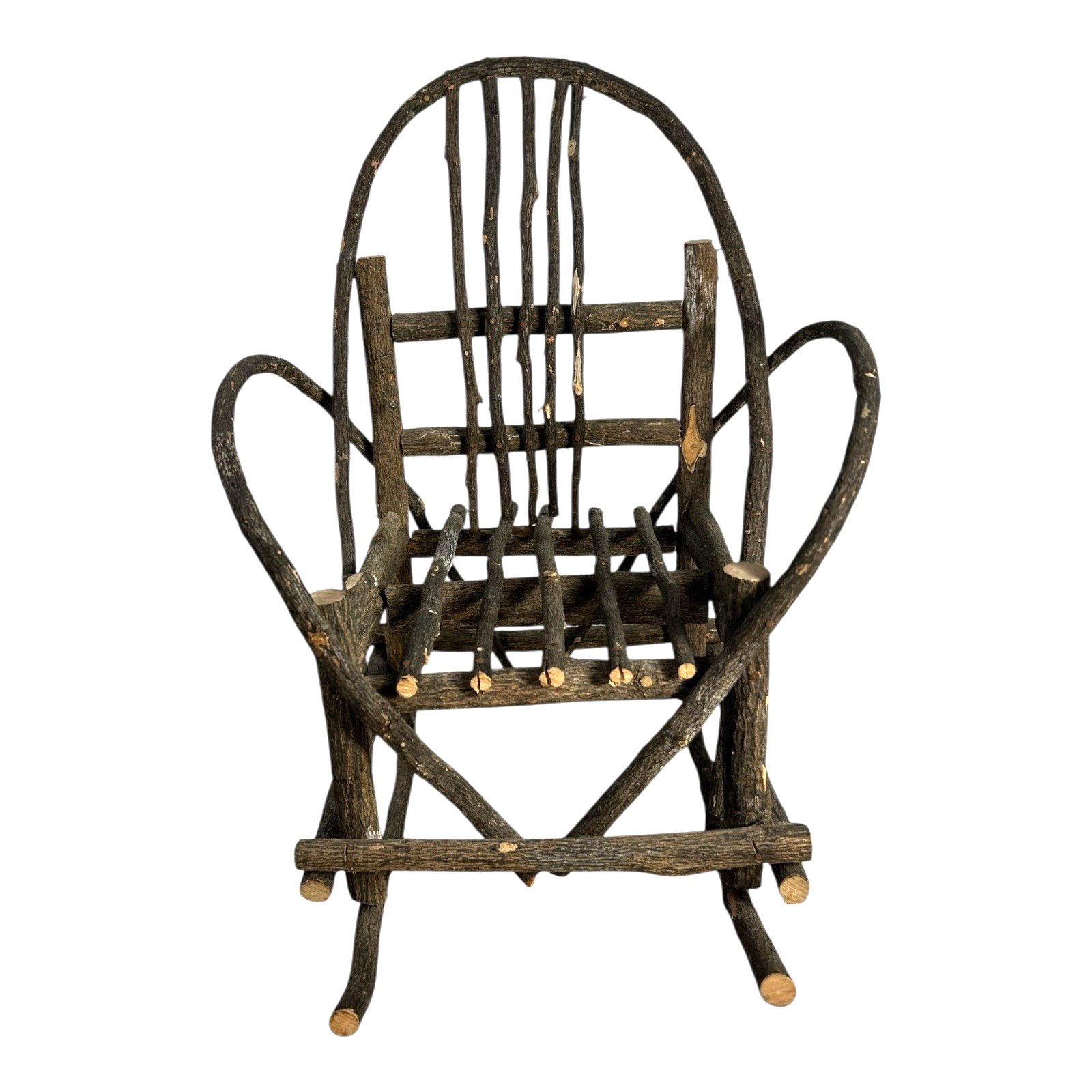 Antique Rustic Adirondack Twig Miniature Folk Art Rocking Chair