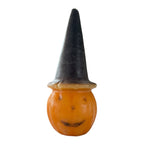 Vintage Halloween Jack O' Lantern Polychrome Pumpkin Witch Hat Candle