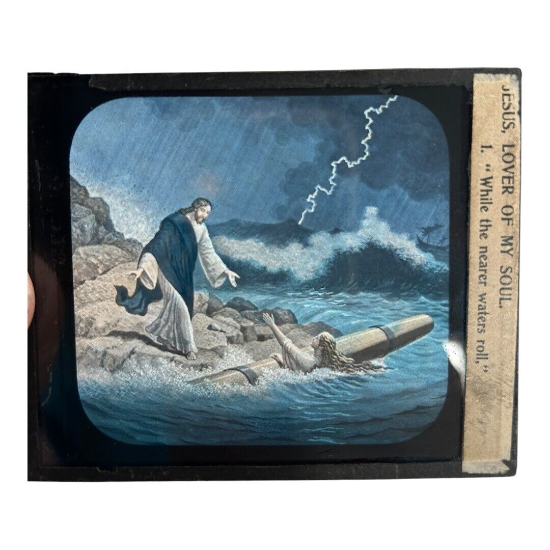 Antique Methodist Missionary Magic Lantern Biblical Slides with Case