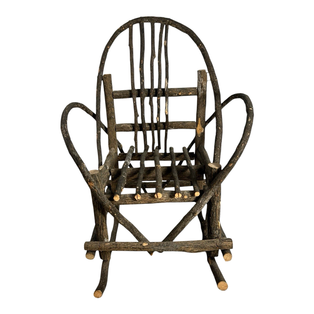 Antique Rustic Adirondack Twig Miniature Folk Art Rocking Chair