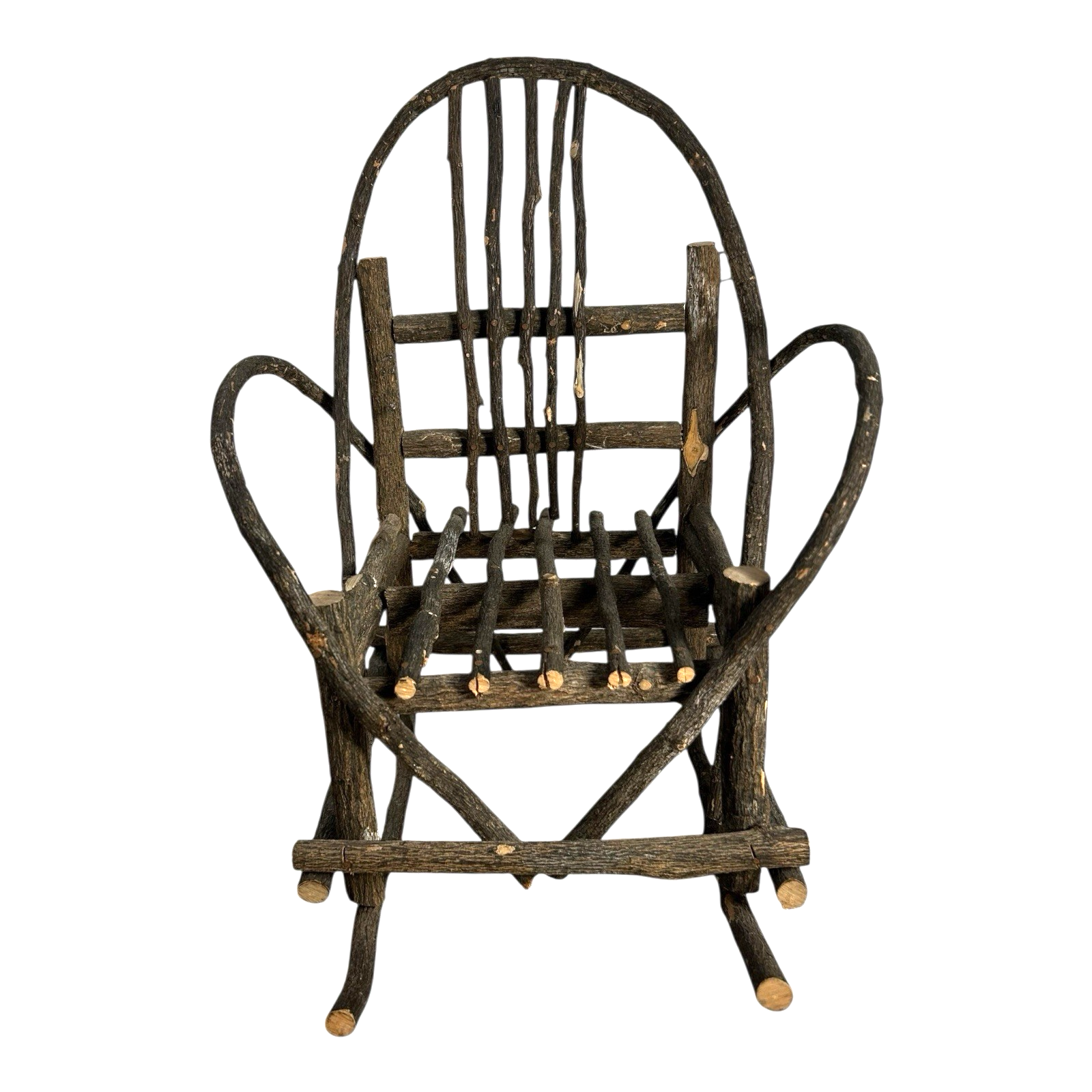 Antique Rustic Adirondack Twig Miniature Folk Art Rocking Chair