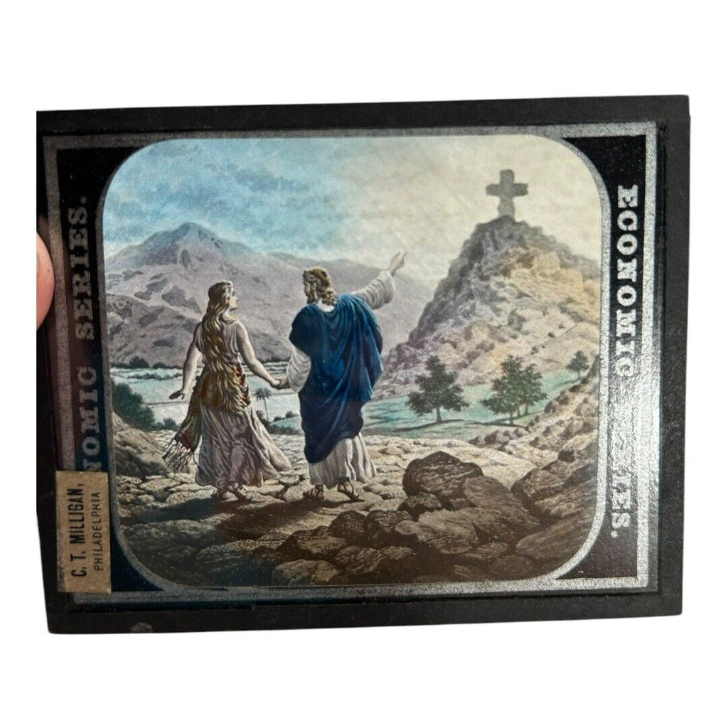 Antique Methodist Missionary Magic Lantern Biblical Slides with Case