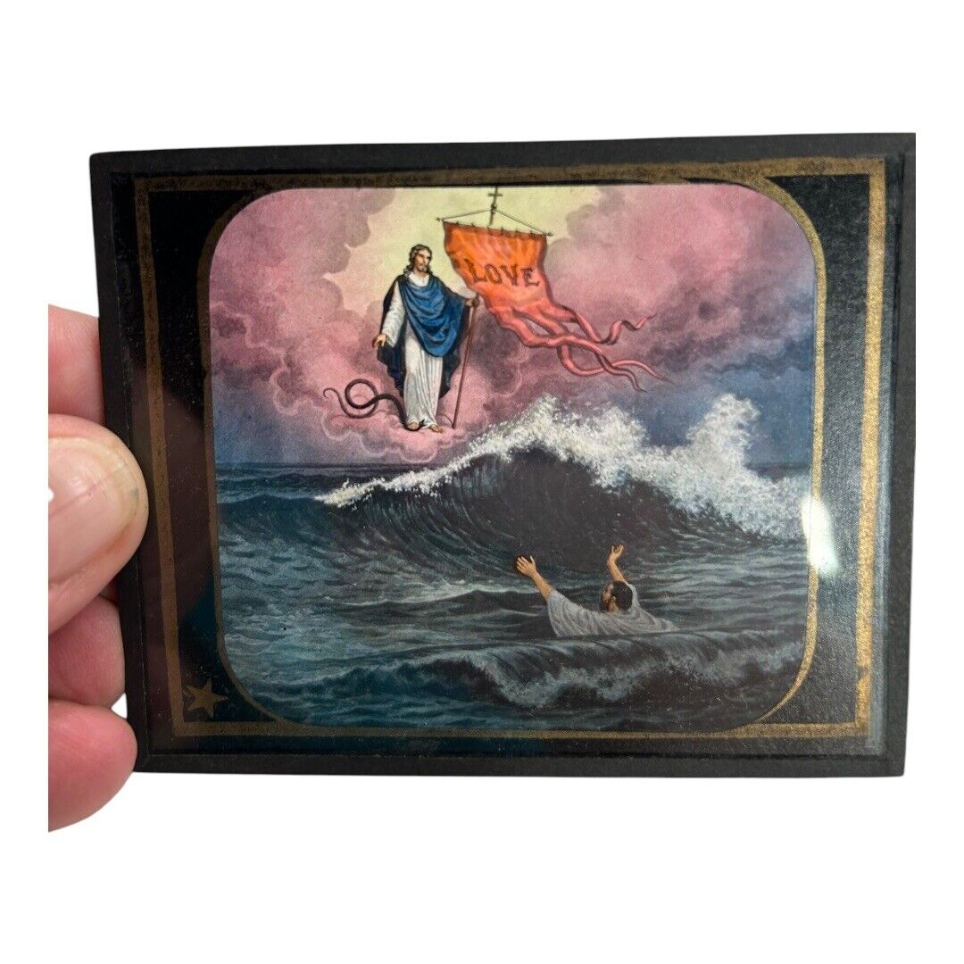 Antique Methodist Missionary Magic Lantern Biblical Slides with Case