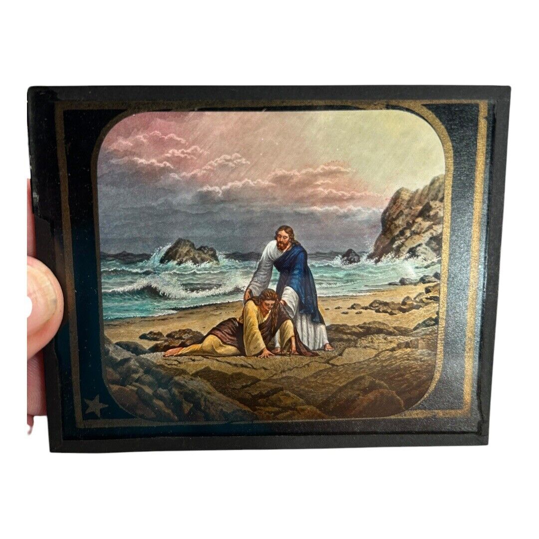 Antique Methodist Missionary Magic Lantern Biblical Slides with Case