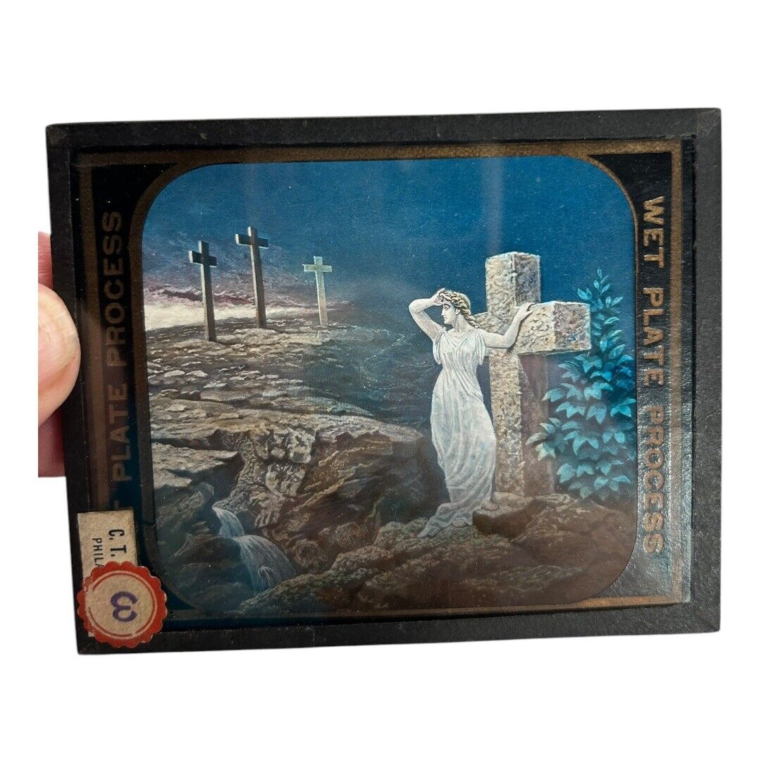 Antique Methodist Missionary Magic Lantern Biblical Slides with Case