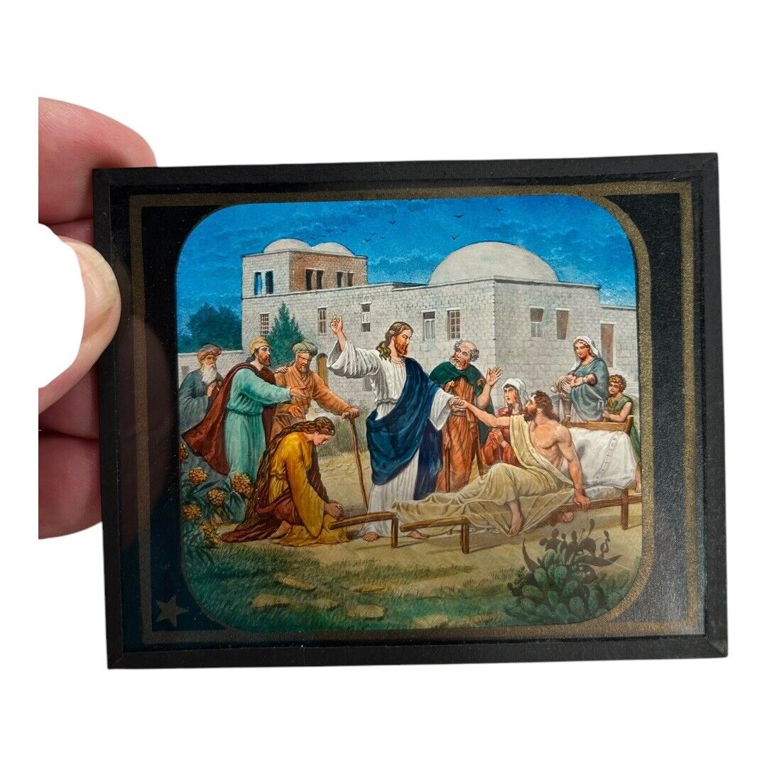 Antique Methodist Missionary Magic Lantern Biblical Slides with Case