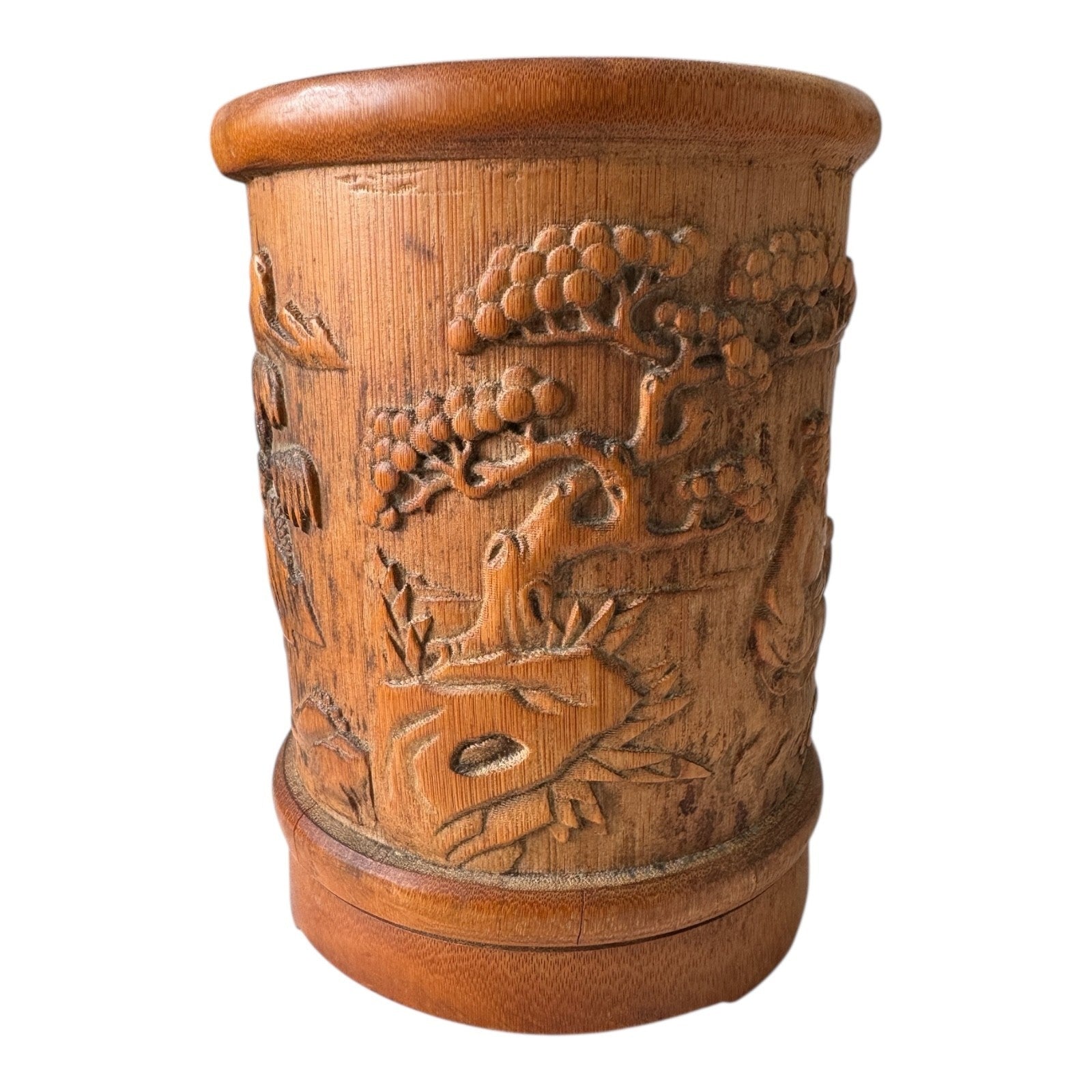 Antique Chinese Bamboo Carved Bitong Brush Pot