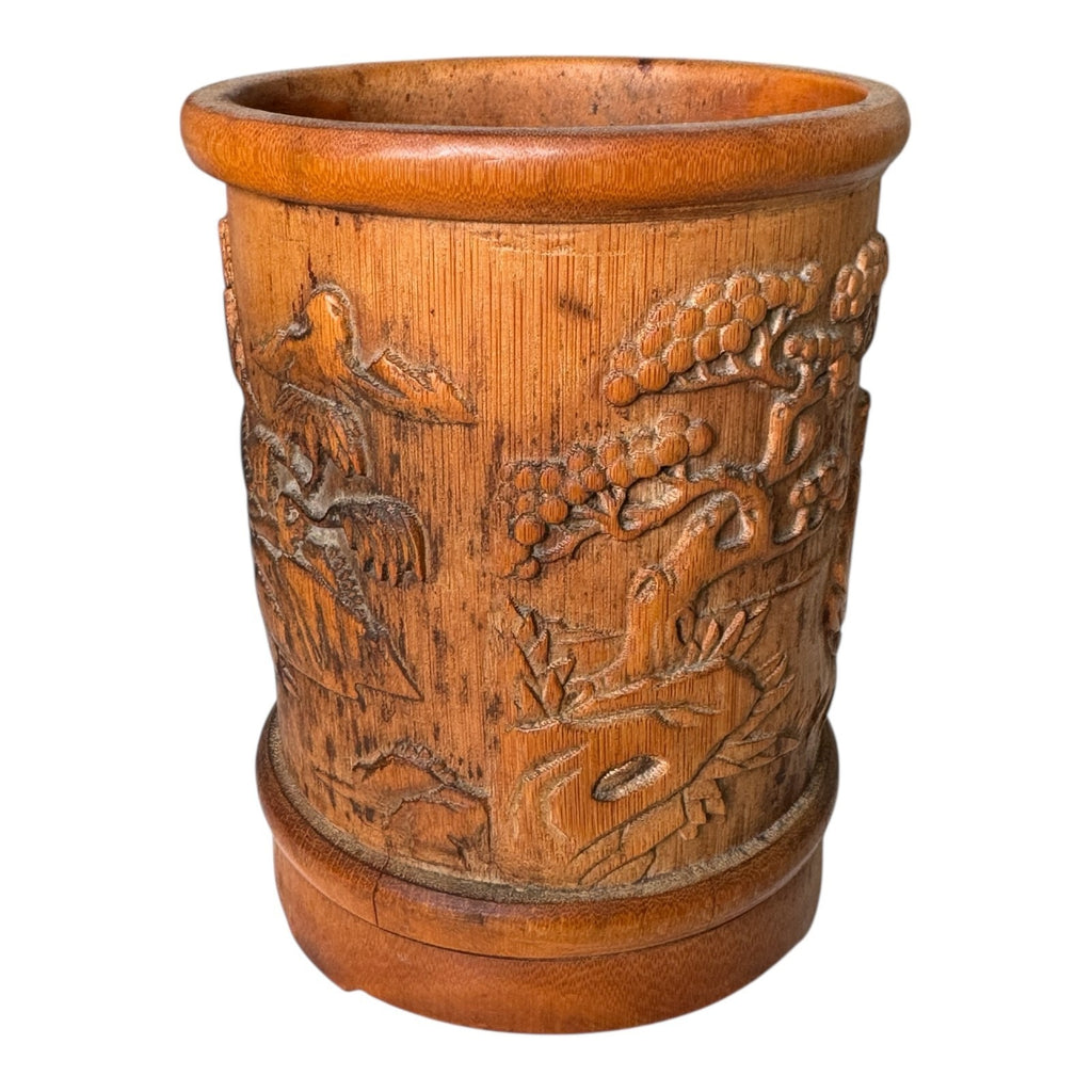 Antique Chinese Bamboo Carved Bitong Brush Pot