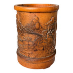 Antique Chinese Bamboo Carved Bitong Brush Pot