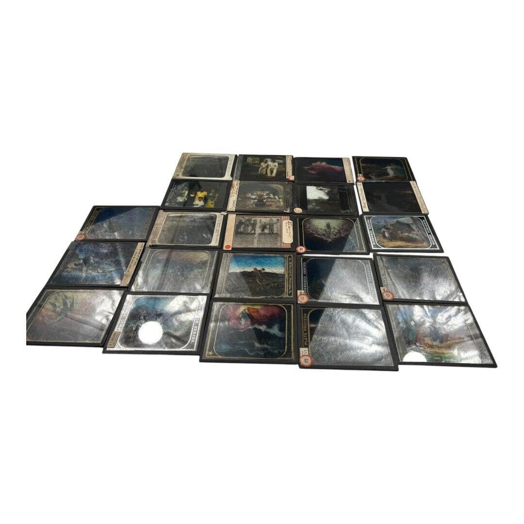 Antique Methodist Missionary Magic Lantern Biblical Slides with Case