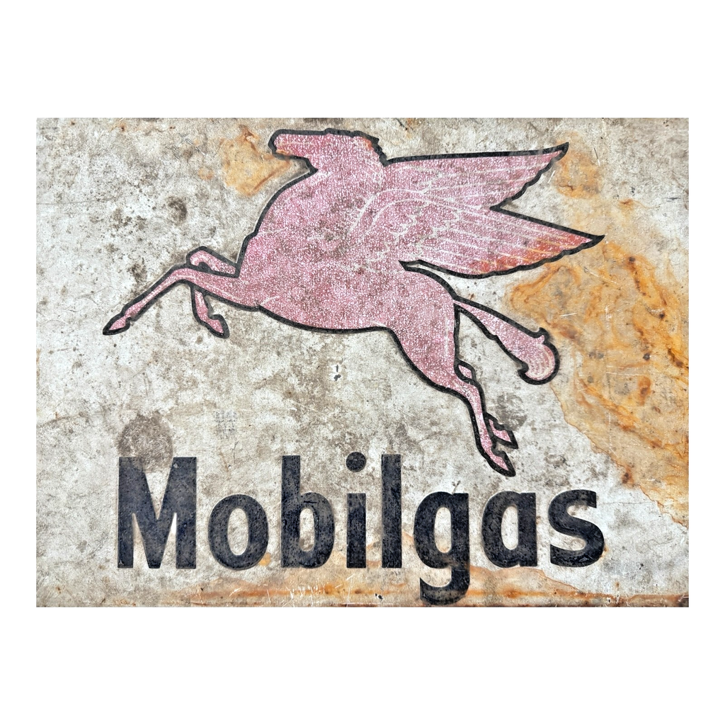 Antique Original Mobilgas Pegasus Gasoline Advertising Trade Sign