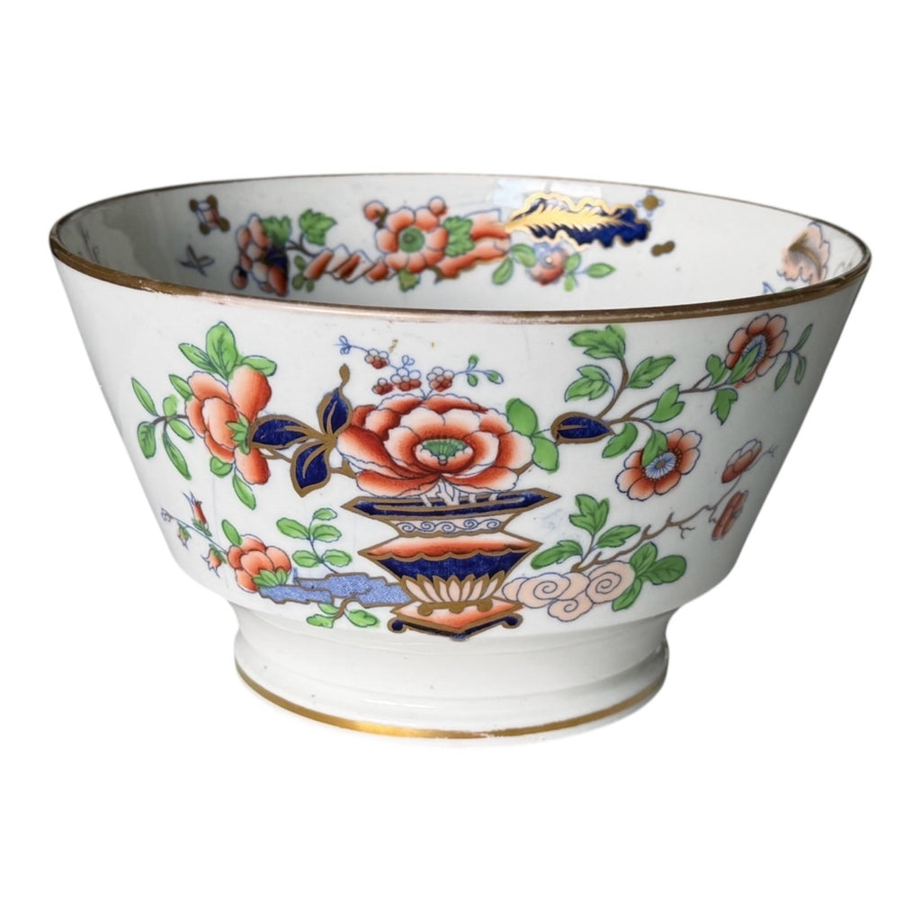 Antique 1800s English Ironstone Bowl - Imari Jardiniere Pattern & Cobalt Blue