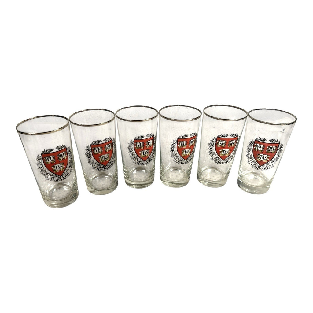 Vintage Veritas Harvard High Ball Beer Glasses - Set of 6