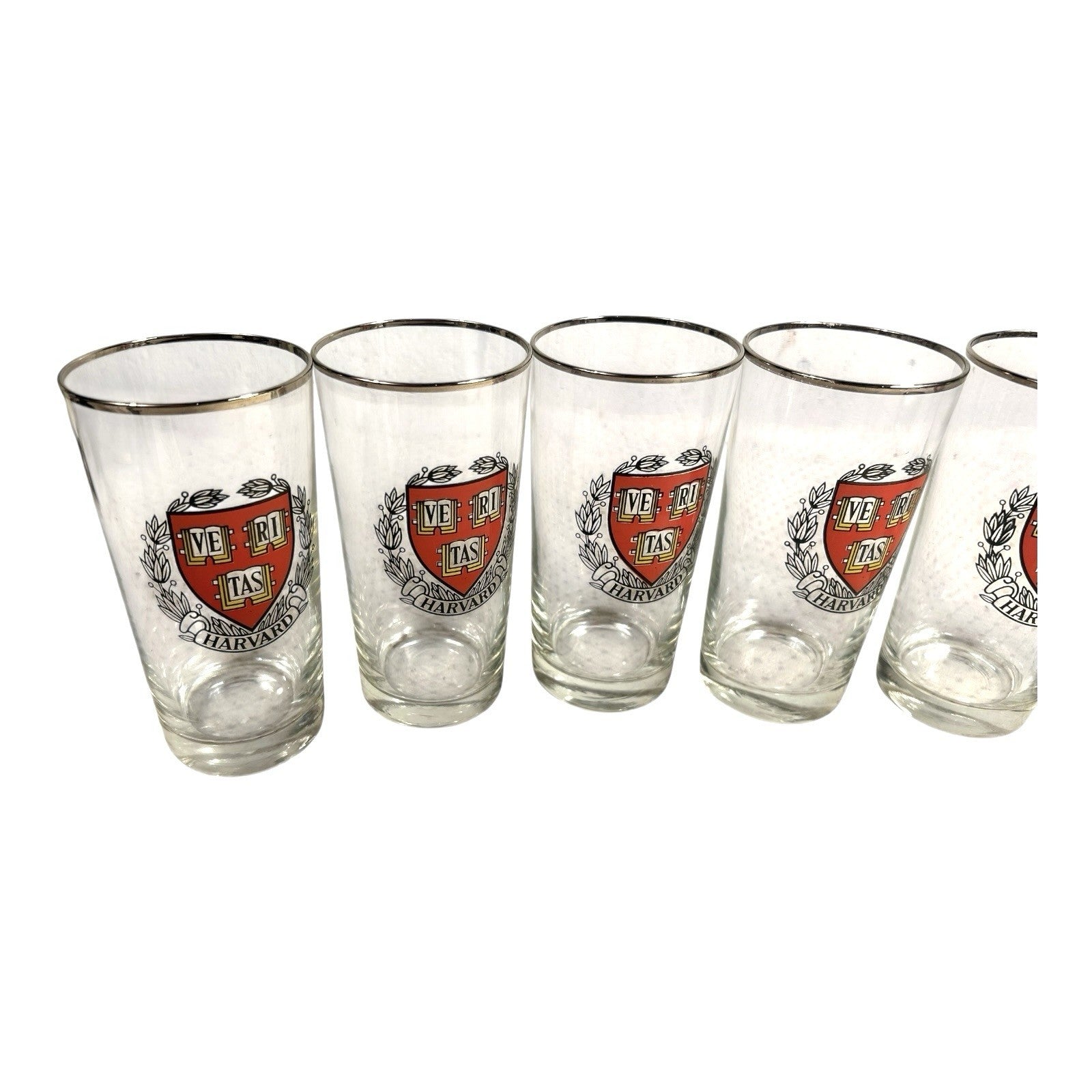 Vintage Veritas Harvard High Ball Beer Glasses - Set of 6