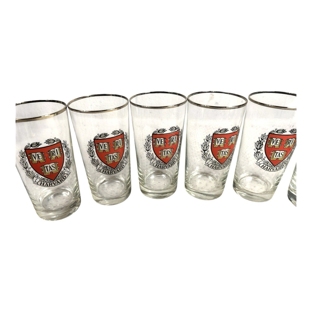 Vintage Veritas Harvard High Ball Beer Glasses - Set of 6