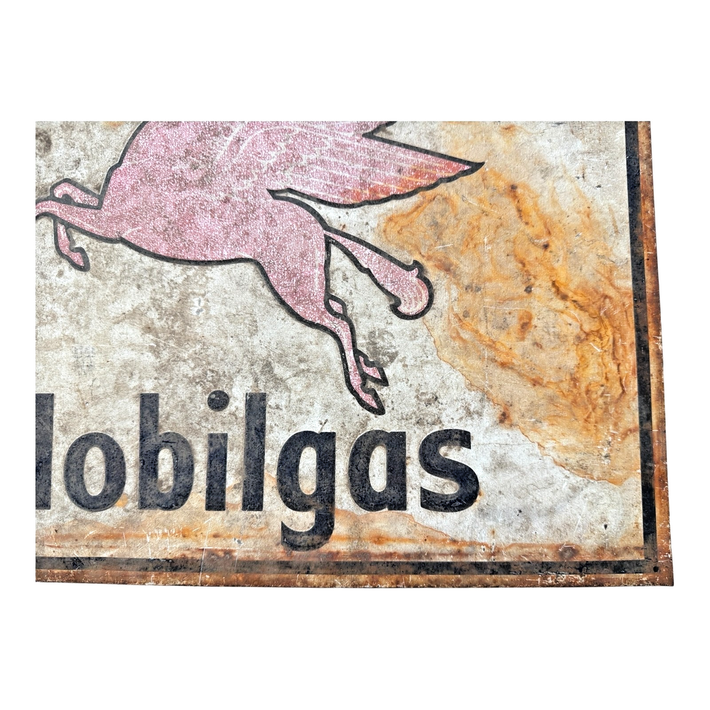 Antique Original Mobilgas Pegasus Gasoline Advertising Trade Sign
